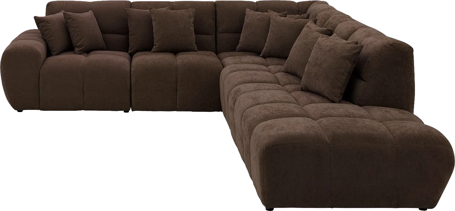 Goossens Excellent Bank Kubus donkerbruin, stof, modern design