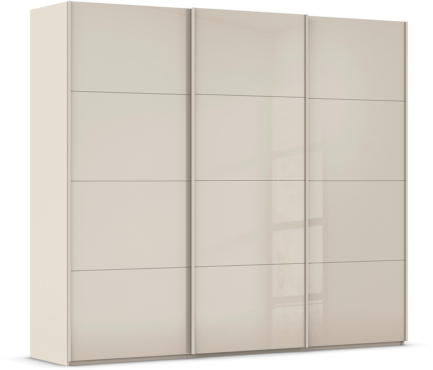 Goossens Excellent Kledingkast Finca Glans Glas, Slaapkamerkast 300 cm breed, 236 cm hoog, 3x 4 paneel glas schuifdeuren