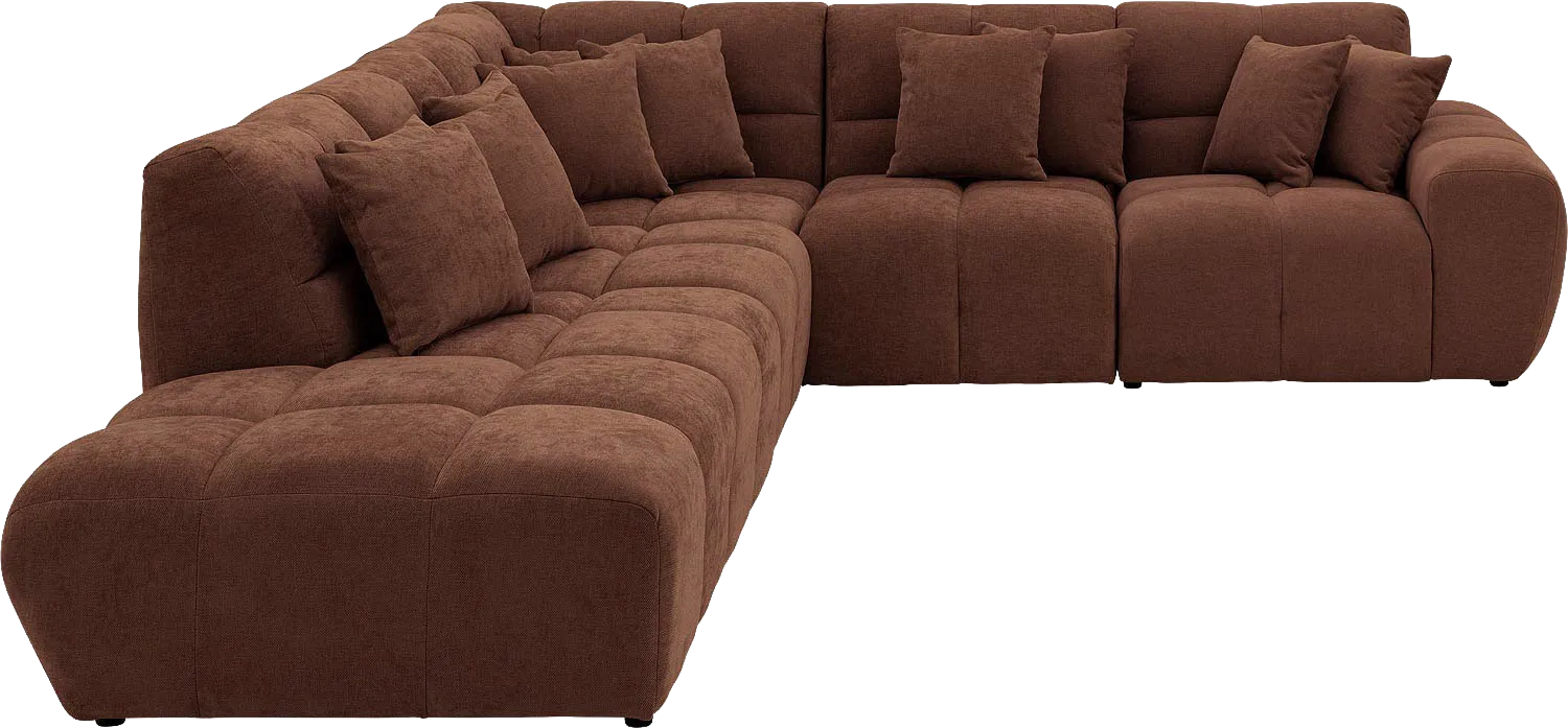 Goossens Excellent Bank Kubus bruin, stof, modern design