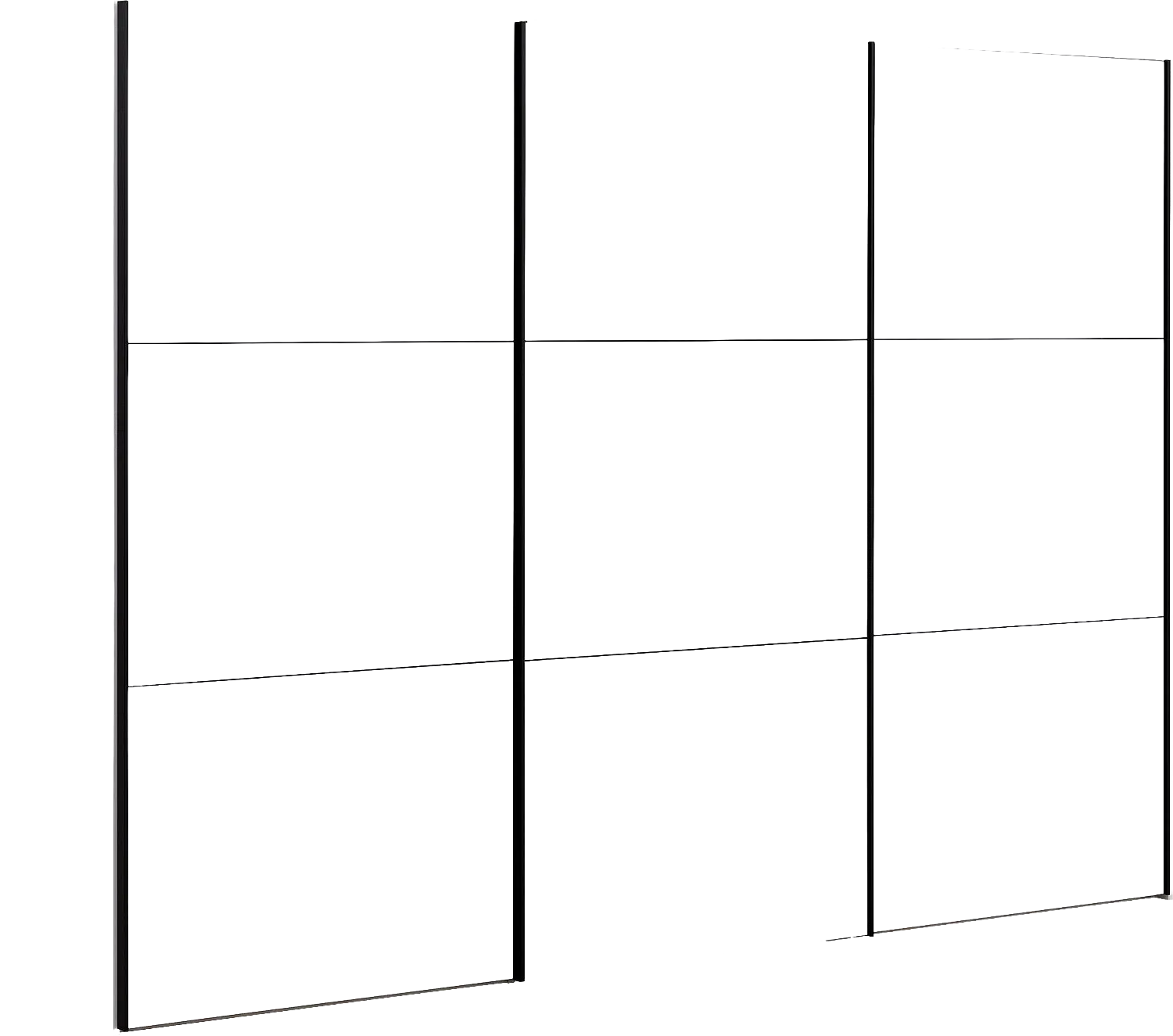 Goossens Kledingkast Easy Storage Sdk, 303 cm breed, 220 cm hoog, 2x 3 paneel glas schuifdeuren en 1x 3 paneel spiegel schuifdeur midden