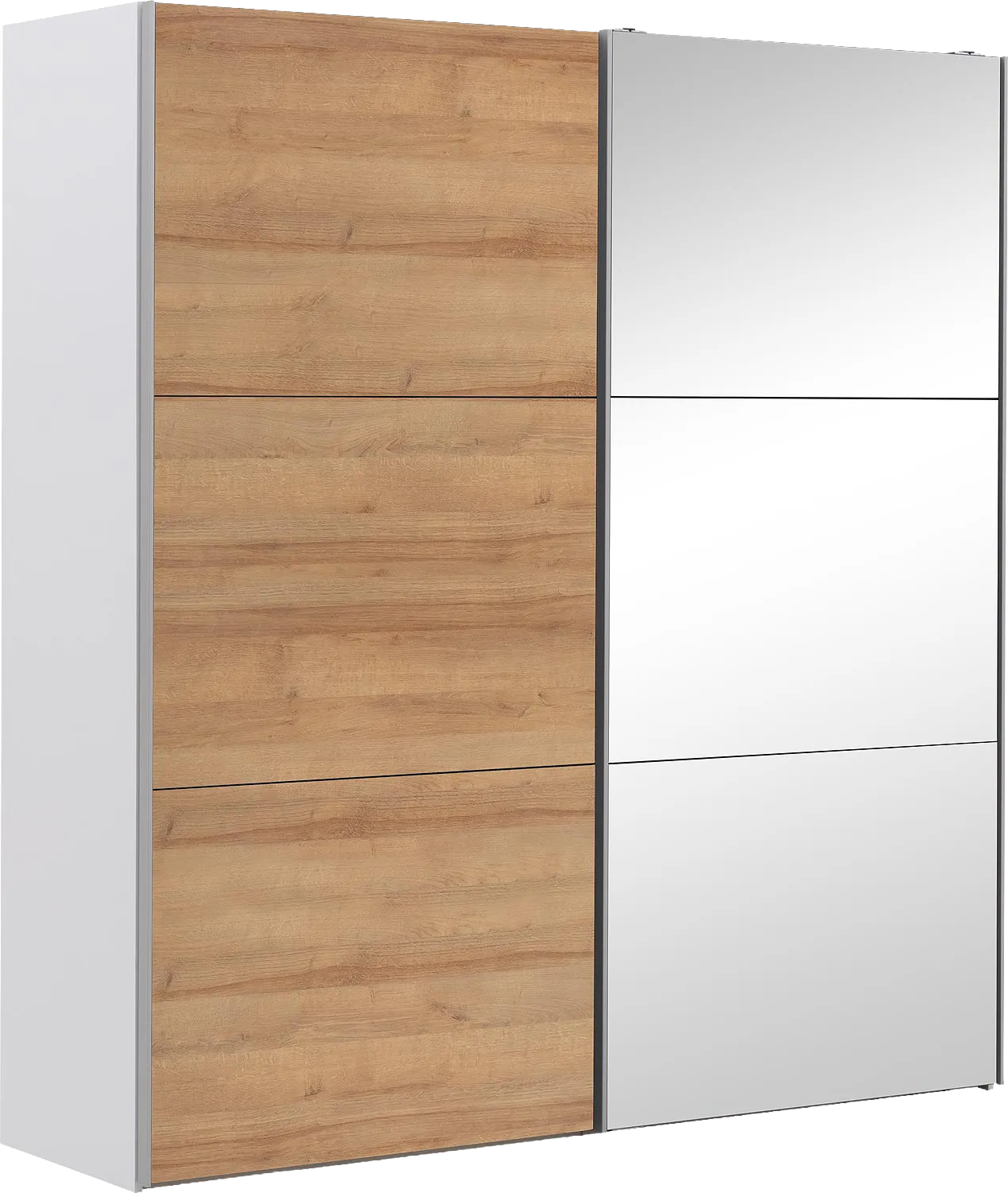 Goossens Kledingkast Easy Storage Sdk, 203 cm breed, 220 cm hoog, 1x 3 paneel schuifdeur li en 1x 3 paneel spiegel schuifdeur re