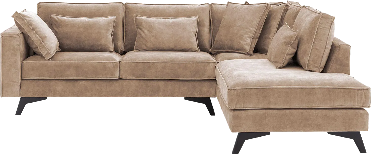 Goossens Bank Chambre bruin, stof, 2,5-zits, elegant chic met ligelement rechts