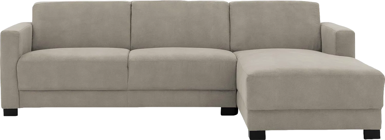 Goossens Bank My Style lichtgrijs, microvezel, 2,5-zits, stijlvol landelijk met chaise longue rechts