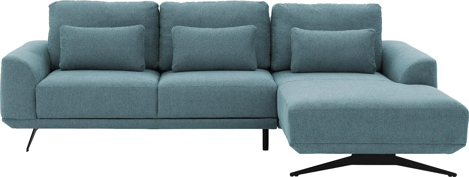 Goossens Excellent Bank Princess Met Elektrisch Uitschuifbaar Zitvlak blauw, stof, 3-zits, elegant chic met chaise longue rechts