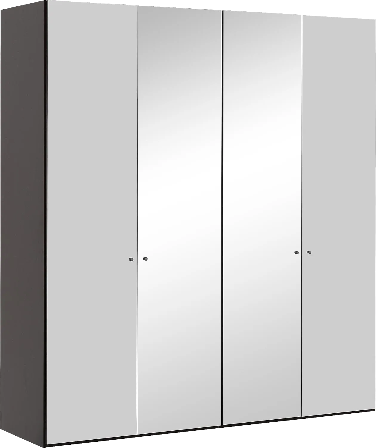 Goossens Kledingkast Easy Storage Ddk, Kledingkast 203 cm breed, 220 cm hoog, 2x glas draaideur en 2x spiegel draaideur midden