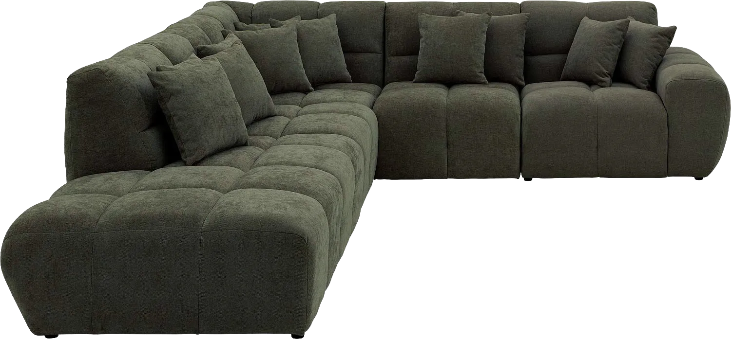 Goossens Excellent Bank Kubus groen, stof, modern design