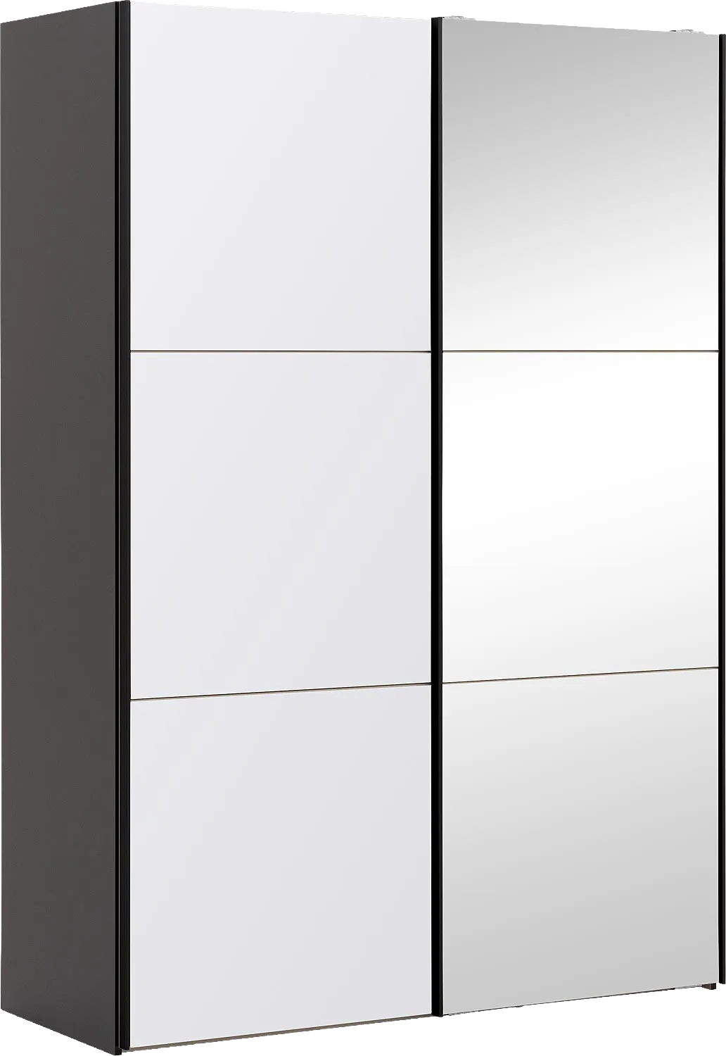 Goossens Kledingkast Easy Storage Sdk, 153 cm breed, 220 cm hoog, 1x 3 paneel glas schuifdeur li en 1x 3 paneel spiegel schuifdeur re
