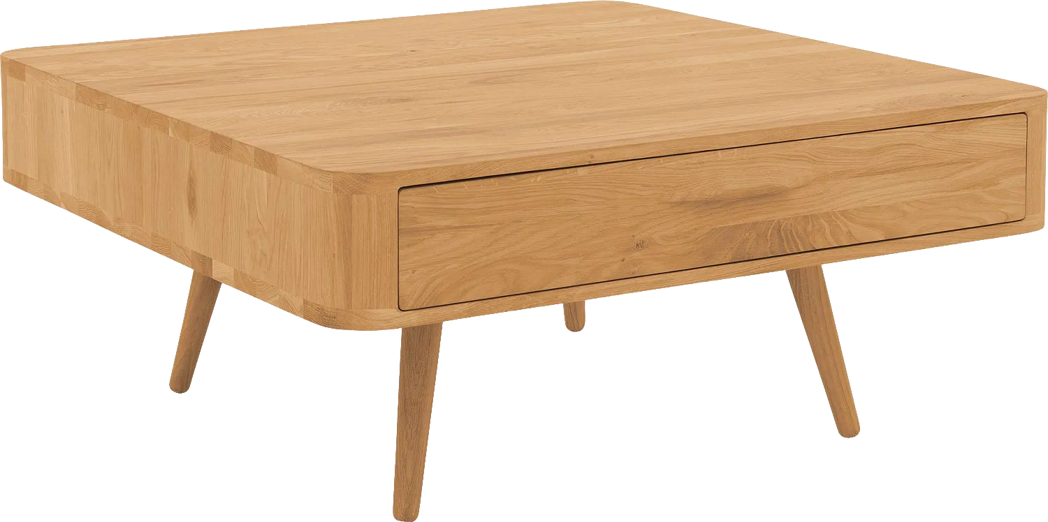 Goossens Salontafel Bjarte vierkant, hout eiken blank, stijlvol landelijk, 90 x 40 x 90 cm