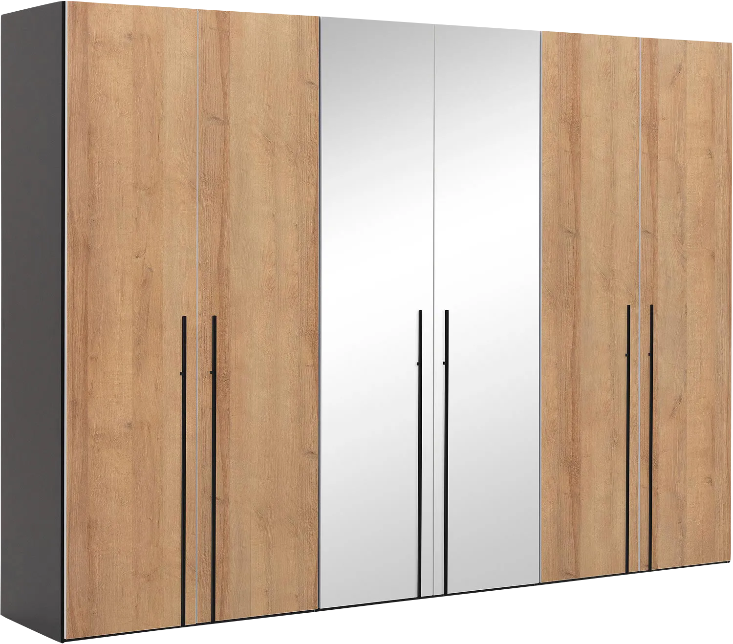 Goossens Kledingkast Easy Storage Ddk, Kledingkast 304 cm breed, 220 cm hoog, 4x draaideur en 2x spiegel draaideur midden