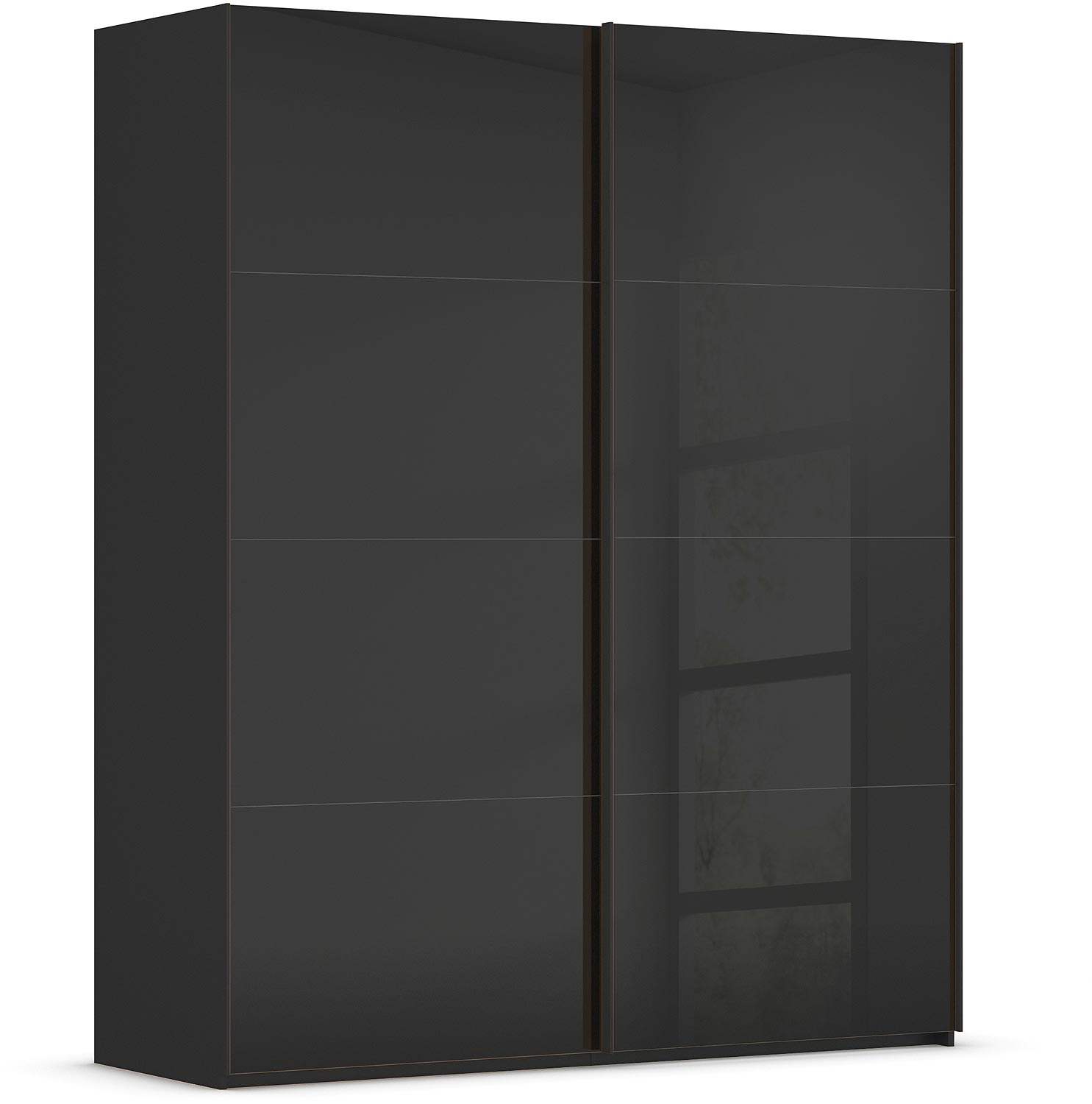 Goossens Excellent Kledingkast Finca Glans Glas, Slaapkamerkast 180 cm breed, 223 cm hoog, 2x 4 paneel glas schuifdeuren