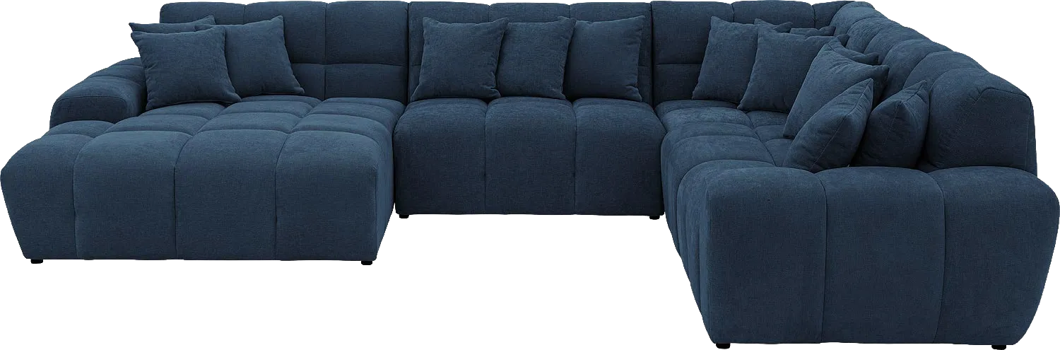 Goossens Excellent Bank Kubus blauw, stof, 1,5-zits, modern design