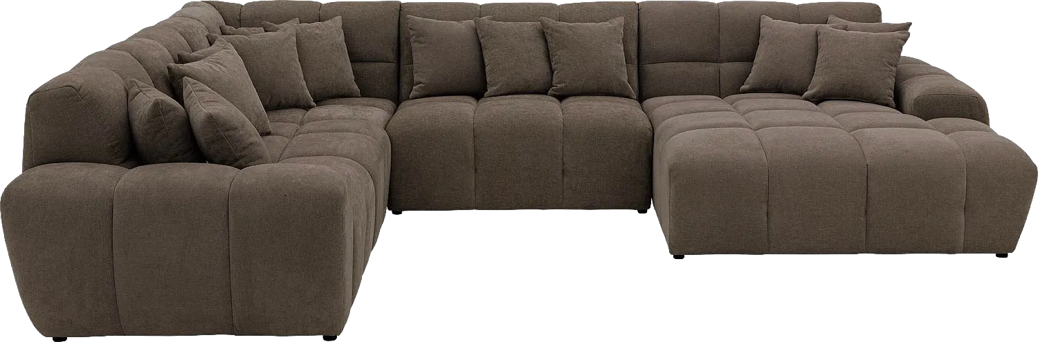 Goossens Excellent Bank Kubus bruin, stof, 1,5-zits, modern design