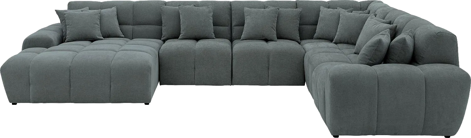 Goossens Excellent Bank Kubus groen, stof, modern design
