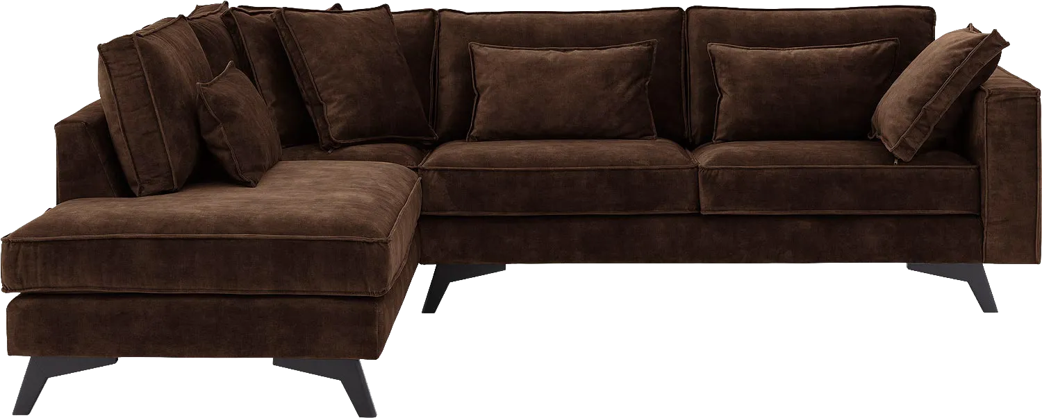 Goossens Bank Chambre bruin, stof, 3-zits, elegant chic met ligelement links