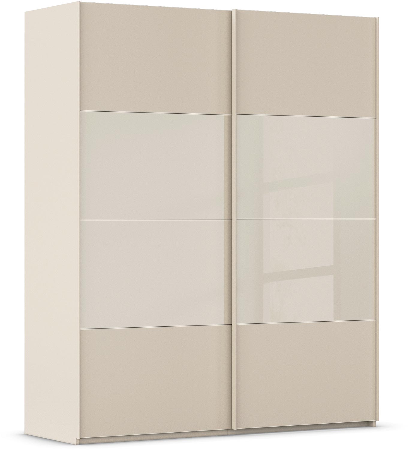 Goossens Kledingkast Finca Combi Glans-mat Glas, Slaapkamerkast 180 cm breed, 223 cm hoog, 2x 4 paneel (glas met glas mat combinatie) schuifdeuren