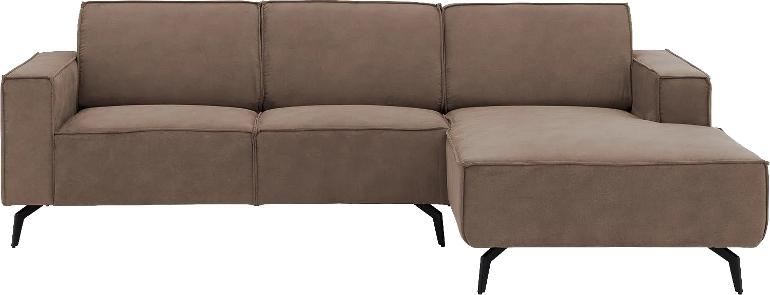 Goossens Hoekbank Hercules bruin, microvezel, 2-zits, modern design met chaise longue rechts