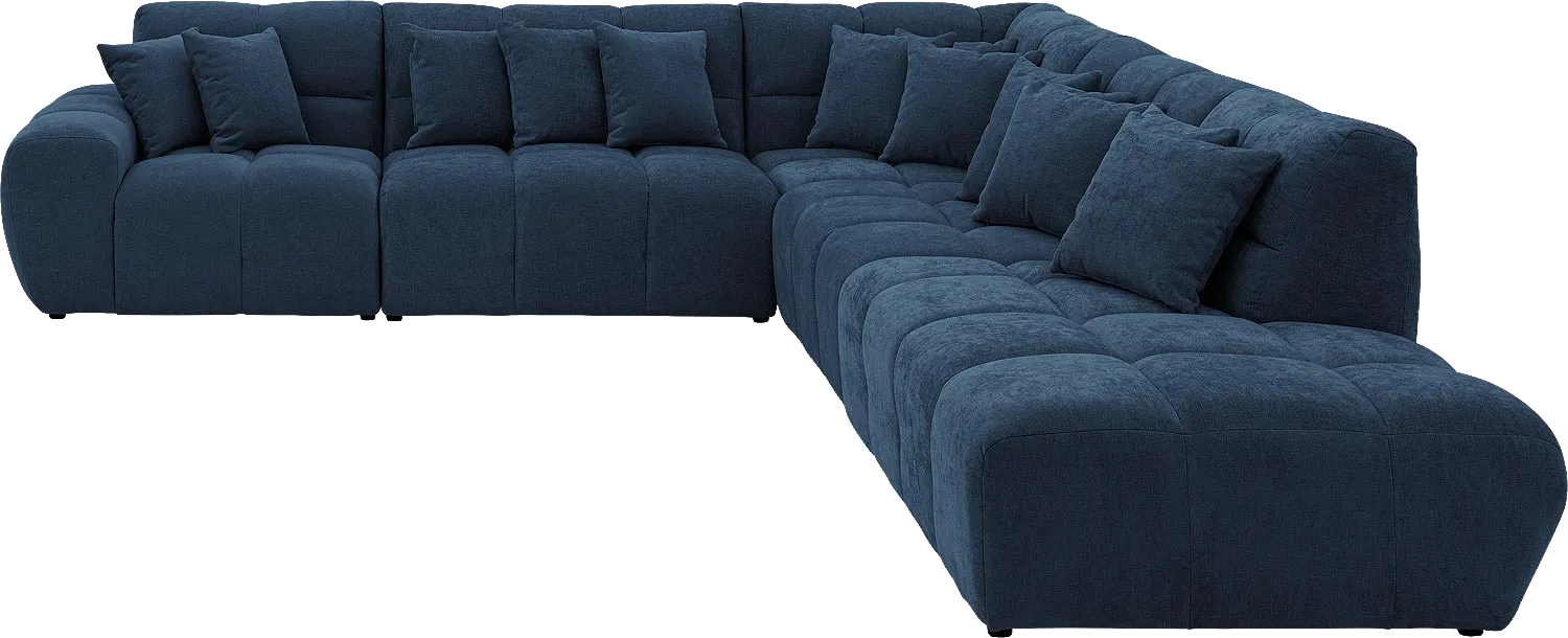 Goossens Excellent Bank Kubus blauw, stof, 1,5-zits, modern design