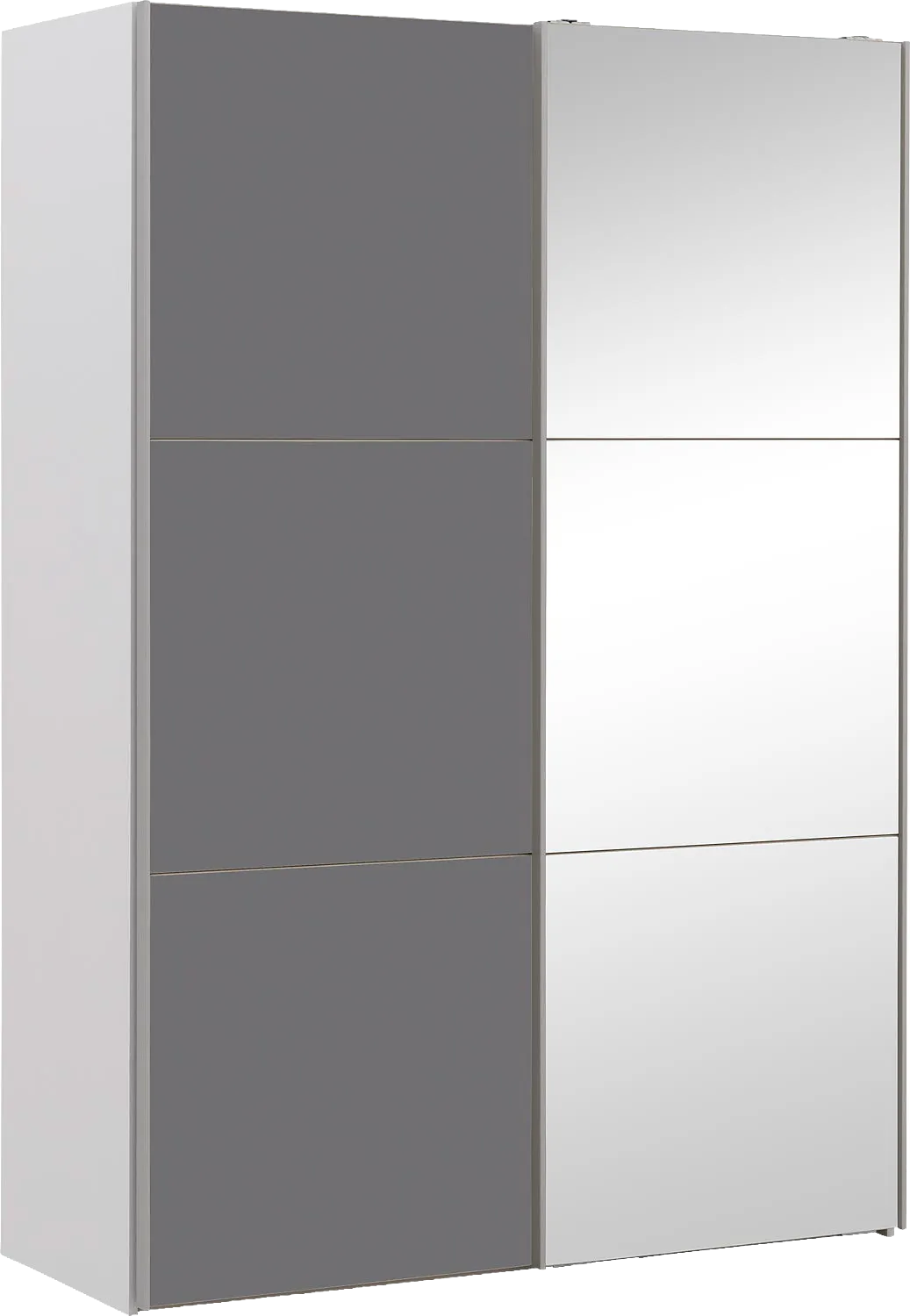 Goossens Kledingkast Easy Storage Sdk, 153 cm breed, 220 cm hoog, 1x 3 paneel glas schuifdeur li en 1x 3 paneel spiegel schuifdeur re
