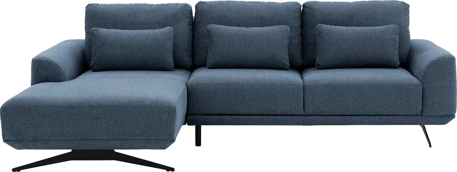 Goossens Excellent Bank Princess Met Elektrisch Uitschuifbaar Zitvlak blauw, stof, 3-zits, elegant chic met chaise longue links