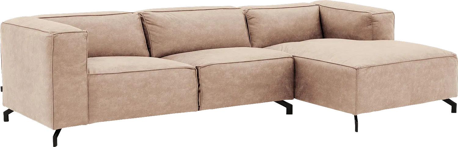 Goossens Bank Calvin beige, micro leer, 3-zits, modern design