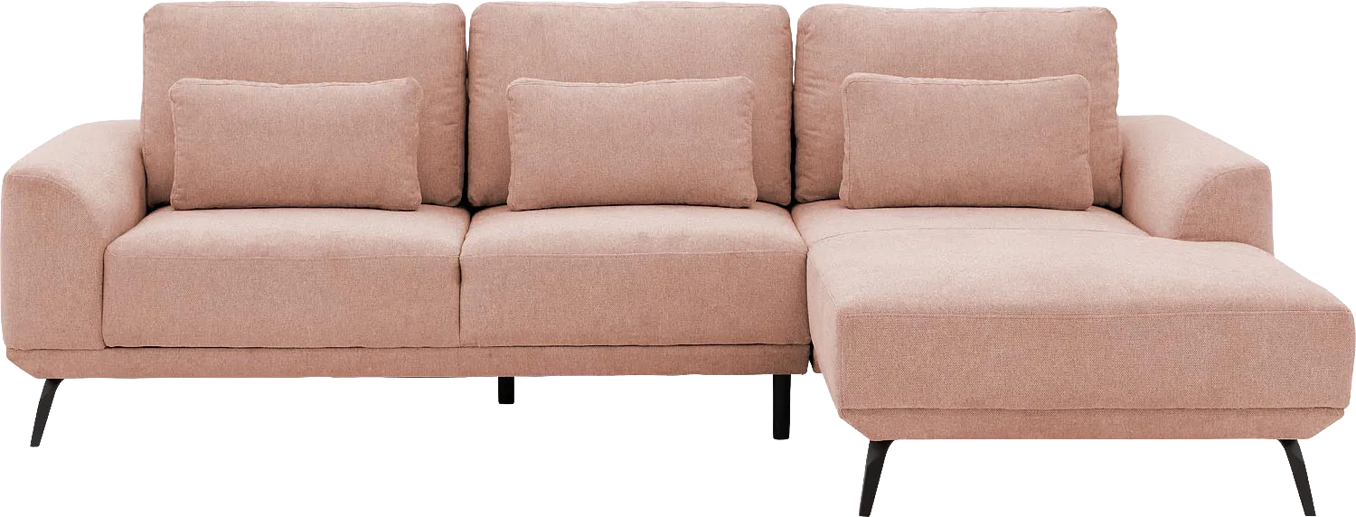 Goossens Excellent Bank Princess Met Elektrisch Uitschuifbaar Zitvlak roze, stof, 3-zits, elegant chic met chaise longue rechts