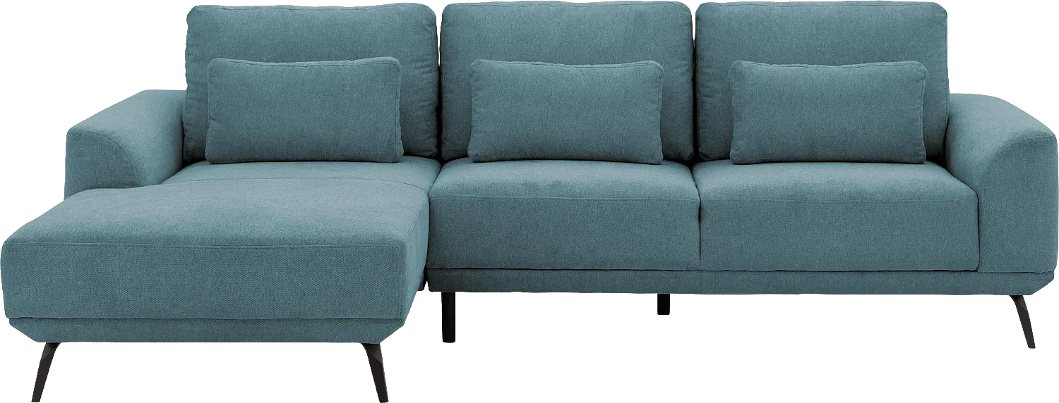 Goossens Excellent Bank Princess Met Elektrisch Uitschuifbaar Zitvlak blauw, stof, 2,5-zits, elegant chic met chaise longue links