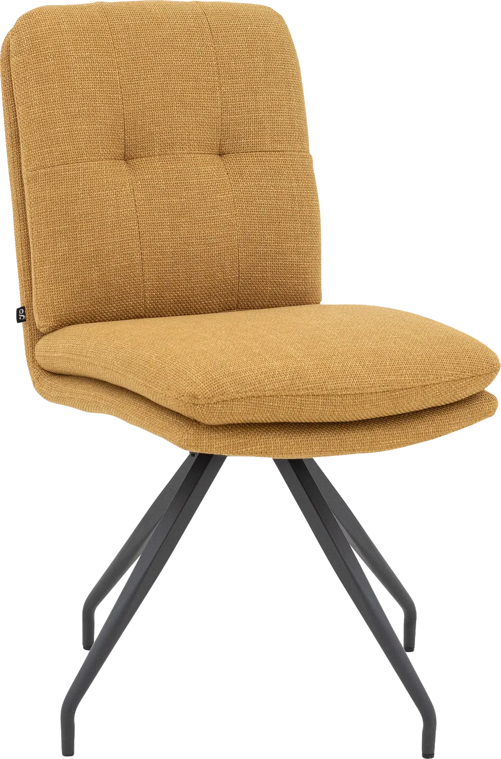 Goossens Eetkamerstoel Mirthe geel stof graden draaibaar leuning, modern design