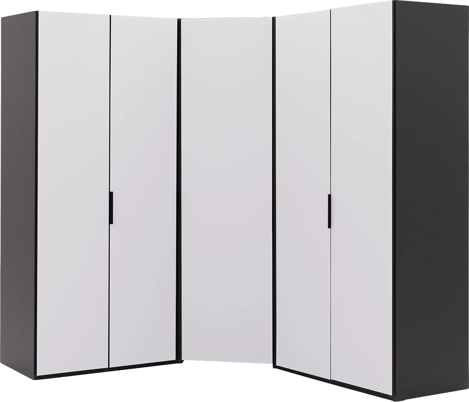 Goossens Excellent Kast Systeem Statement Compleet, 5 draaideuren met hoekkast inloop 45 graden 205 cm breed 223 cm hoog 205 cm diep