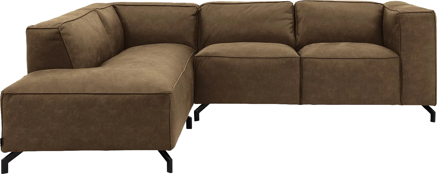 Goossens Bank Calvin groen, micro leer, 2-zits, modern design met ligelement links