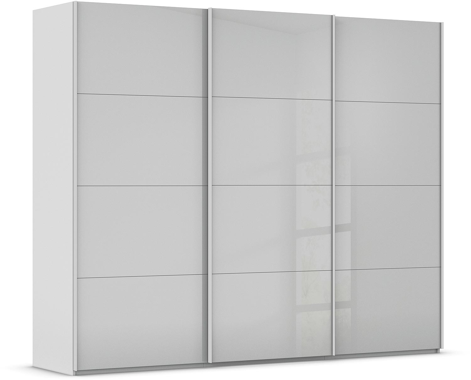 Goossens Excellent Kledingkast Finca Glans Glas, Slaapkamerkast 240 cm breed, 223 cm hoog, 3x 4 paneel glas schuifdeuren