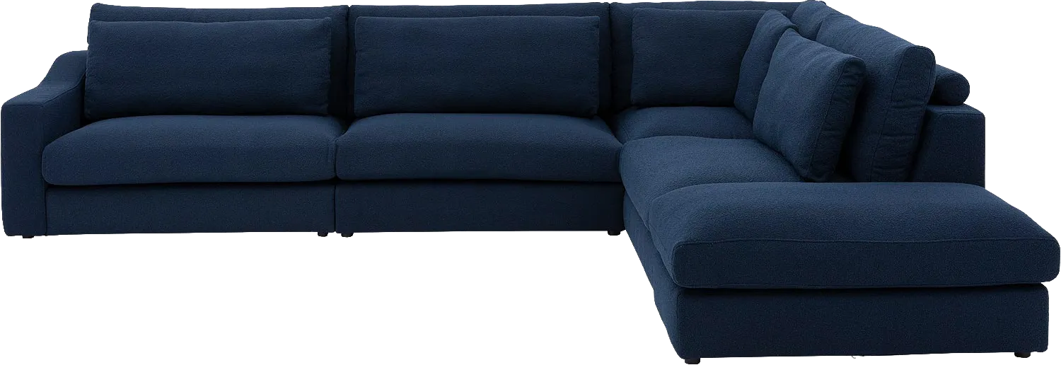 Goossens Hoekbank Odette blauw, stof, 1,5-zits, stijlvol landelijk