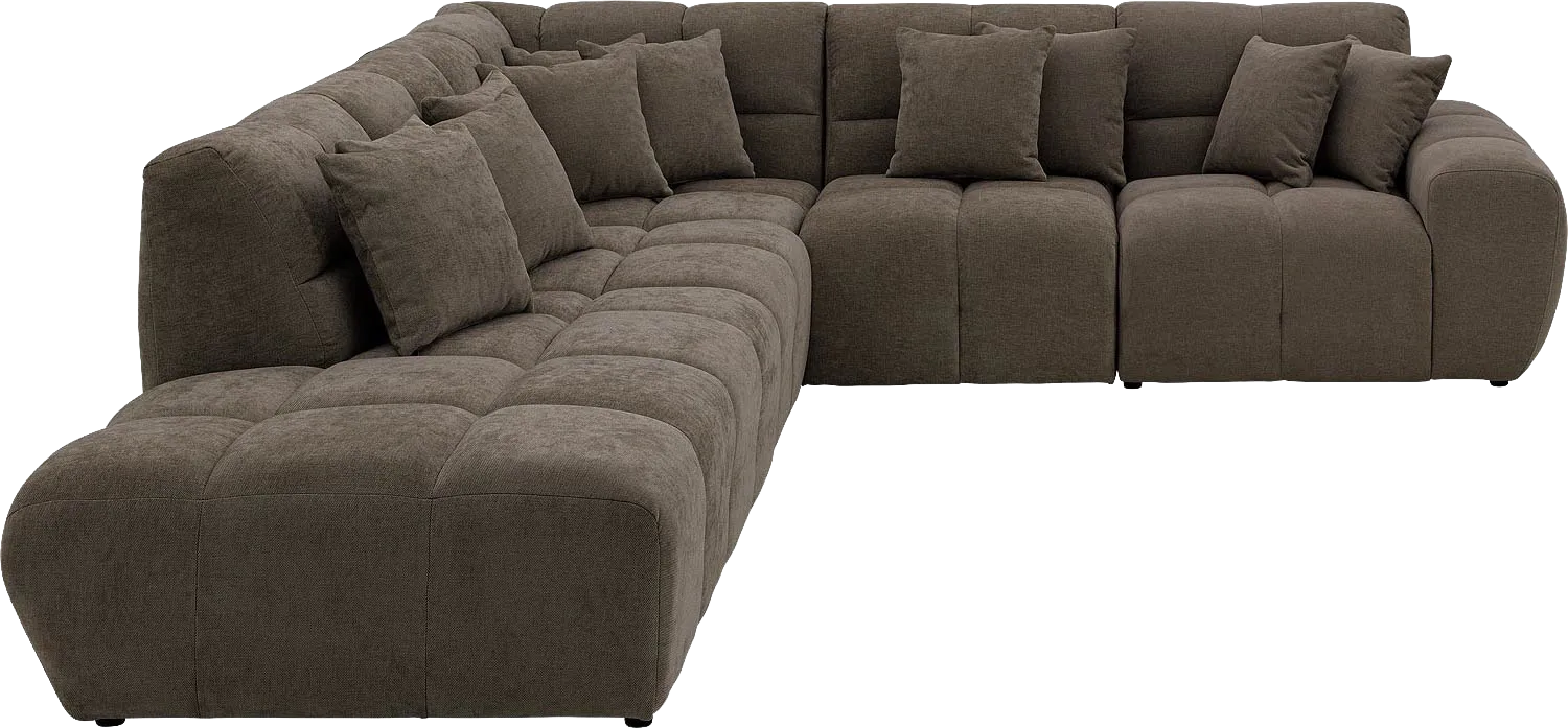 Goossens Excellent Bank Kubus bruin, stof, modern design