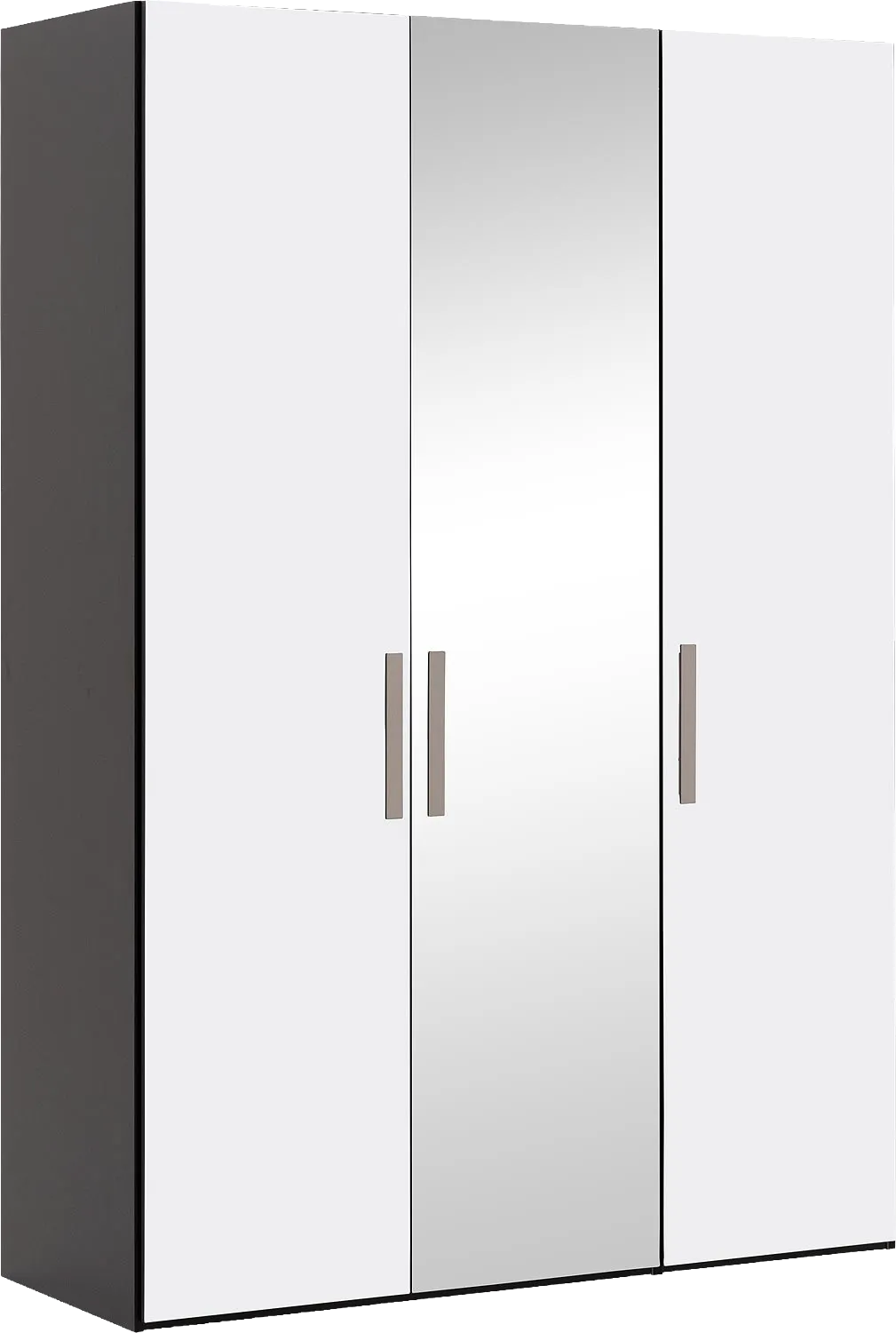Goossens Kledingkast Easy Storage Ddk, Kledingkast 153 cm breed, 220 cm hoog, 2x glas draaideur en 1x spiegel draaideur midden