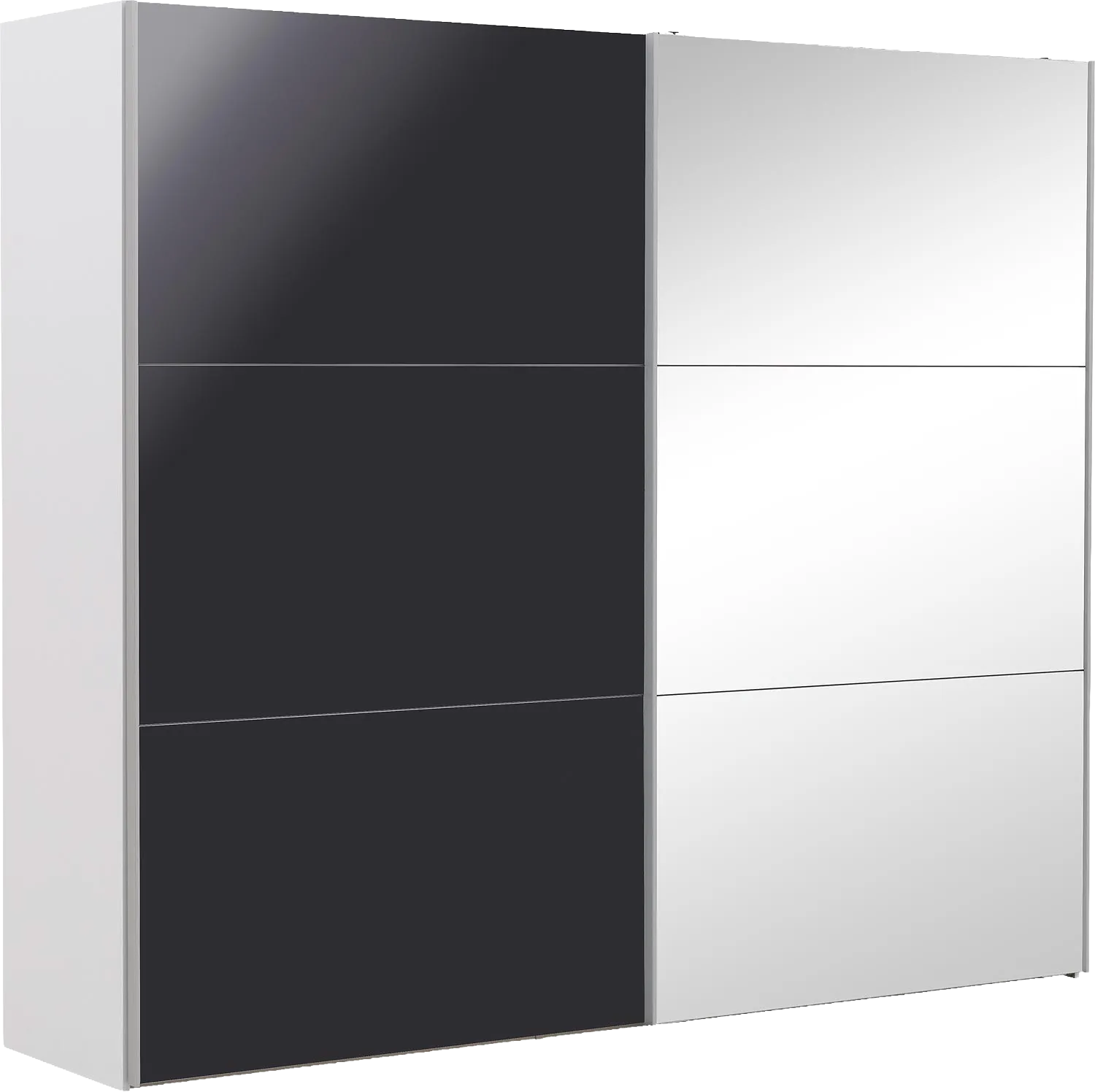 Goossens Kledingkast Easy Storage Sdk, 253 cm breed, 220 cm hoog, 1x 3 paneel schuifdeur li en 1x 3 paneel spiegel schuifdeur re