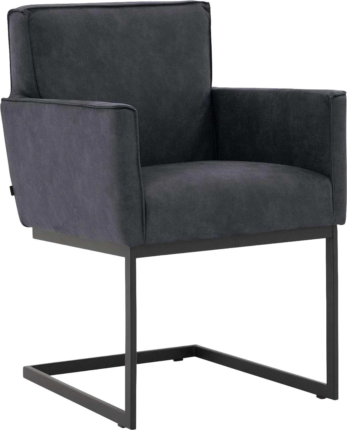 Goossens Excellent Eetkamerstoel Tom blauw micro leer met armleuning, urban industrieel