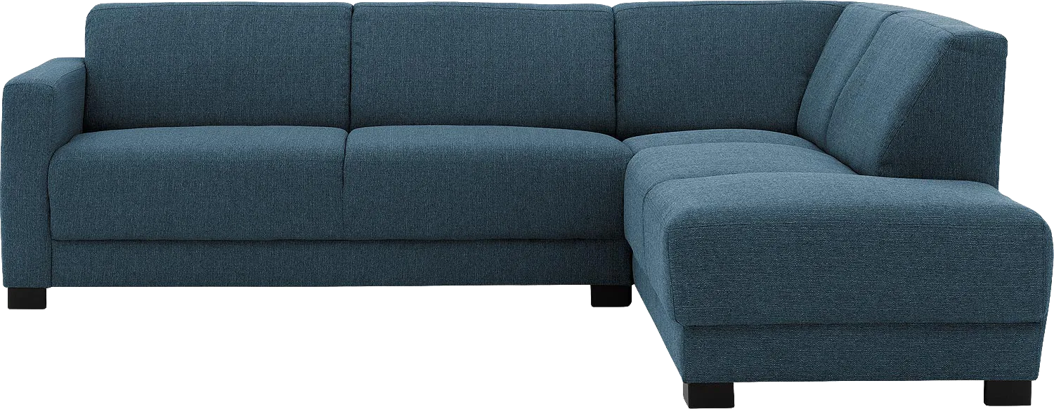 Goossens Bank My Style blauw, stof, 2,5-zits, stijlvol landelijk met chaise longue rechts