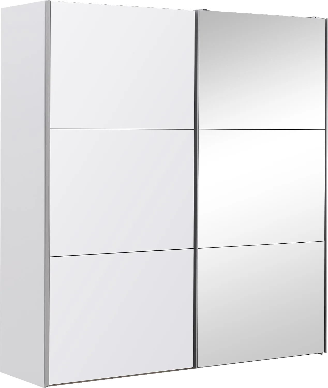 Goossens Kledingkast Easy Storage Sdk, 203 cm breed, 220 cm hoog, 1x 3 paneel glas schuifdeur li en 1x 3 paneel spiegel schuifdeur re