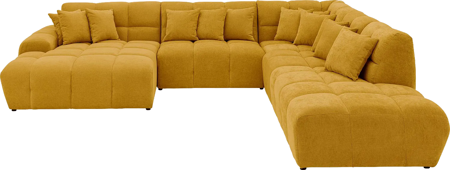 Goossens Excellent Bank Kubus geel, stof, 1,5-zits, modern design