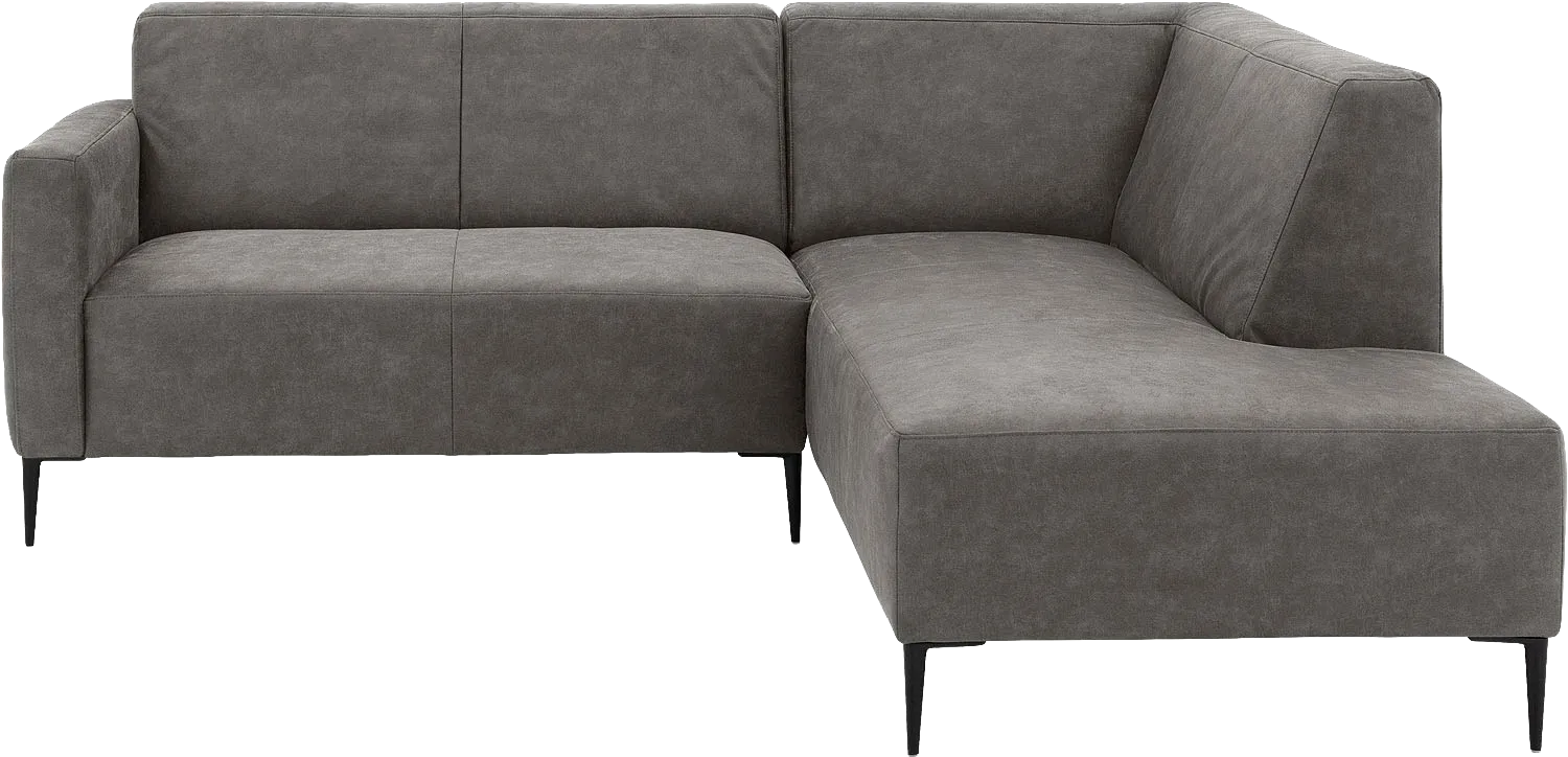 Goossens Bank Key West grijs, micro leer, 2-zits, modern design met ligelement rechts