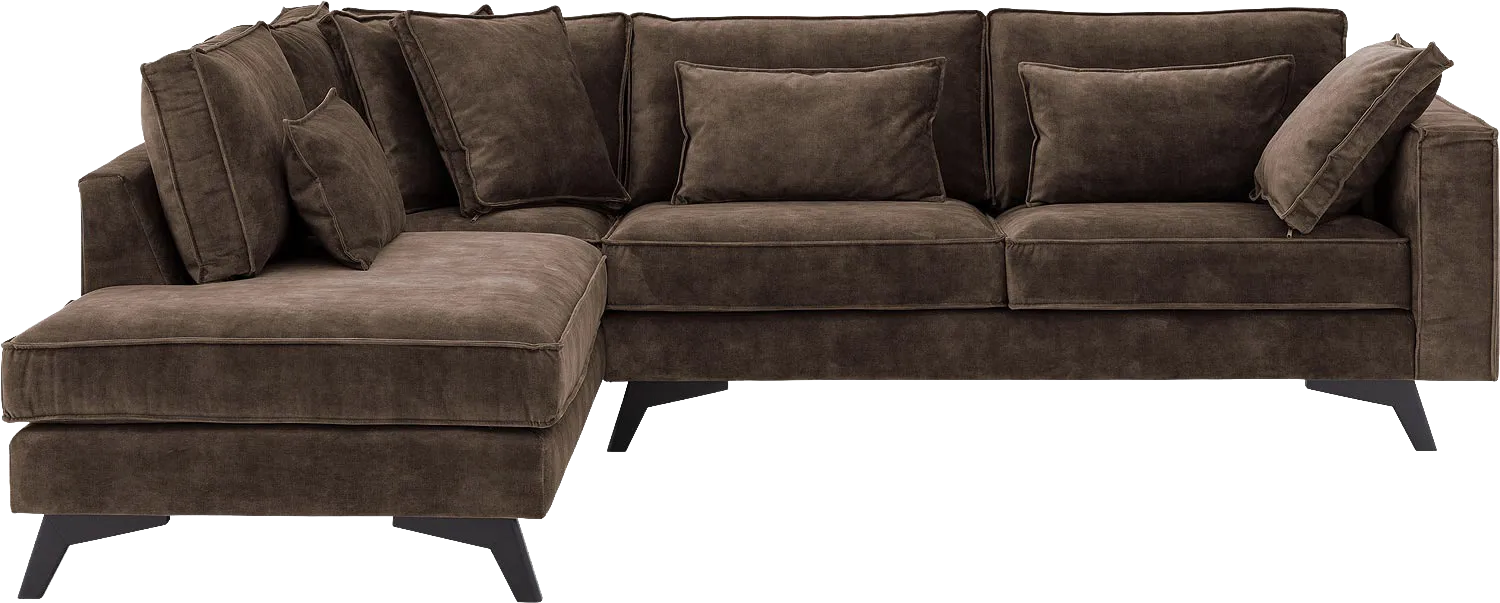 Goossens Bank Chambre bruin, stof, 3-zits, elegant chic met ligelement links