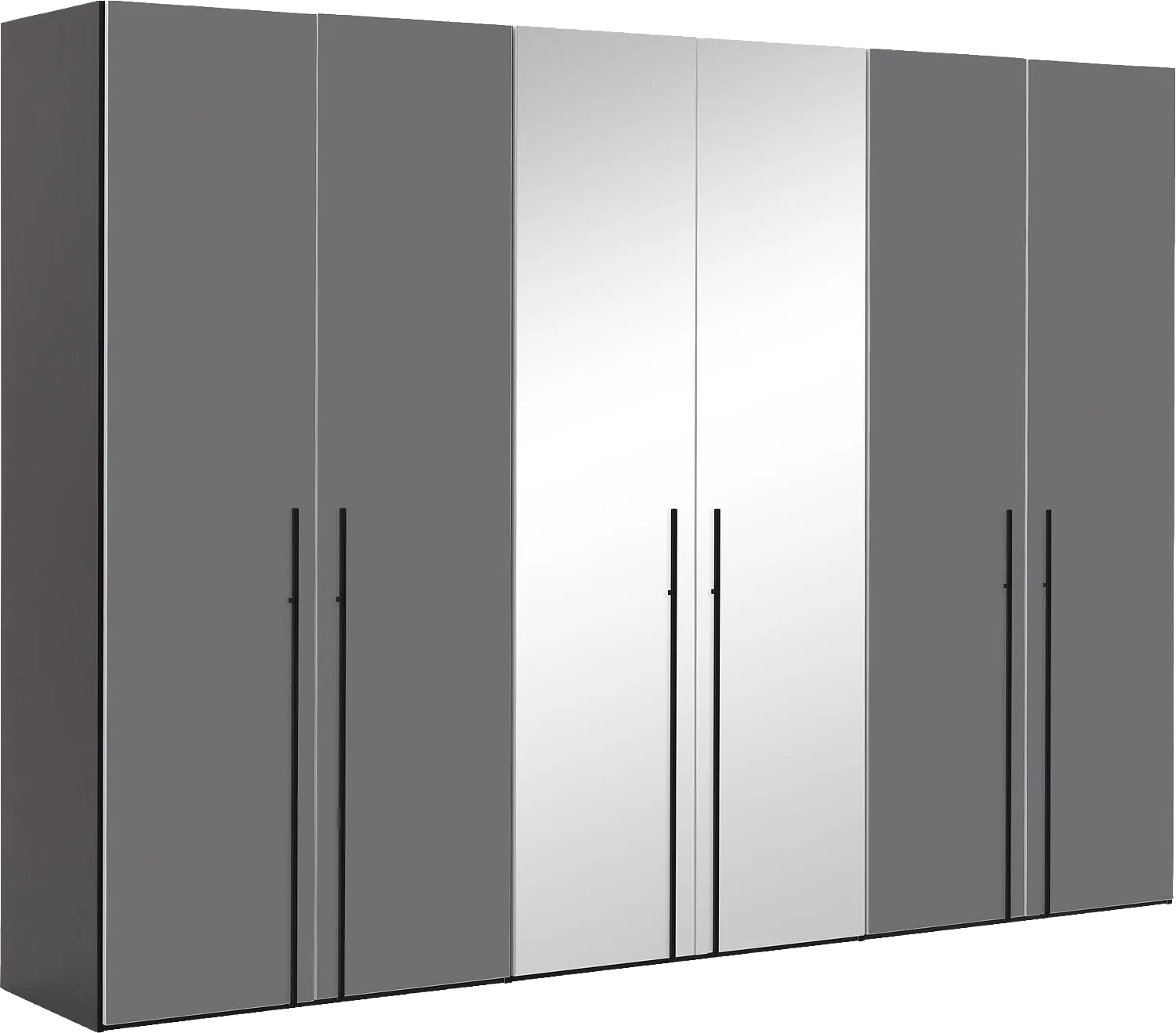 Goossens Kledingkast Easy Storage Ddk, Kledingkast 304 cm breed, 220 cm hoog, 4x glas draaideur en 2x spiegel draaideur midden