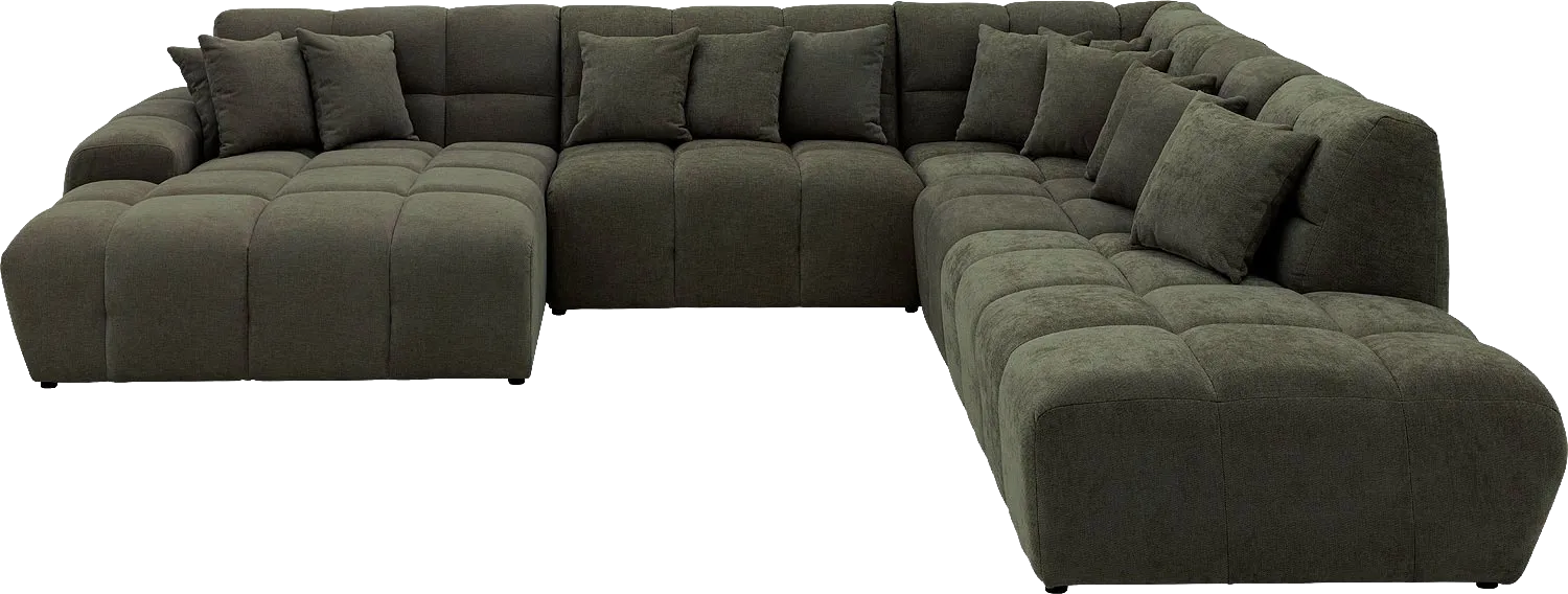 Goossens Excellent Bank Kubus groen, stof, 1,5-zits, modern design