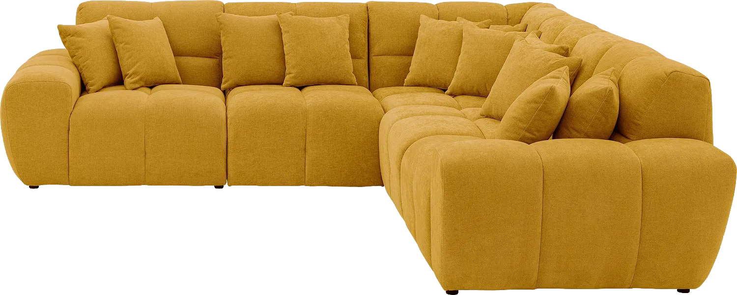 Goossens Excellent Bank Kubus geel, stof, modern design