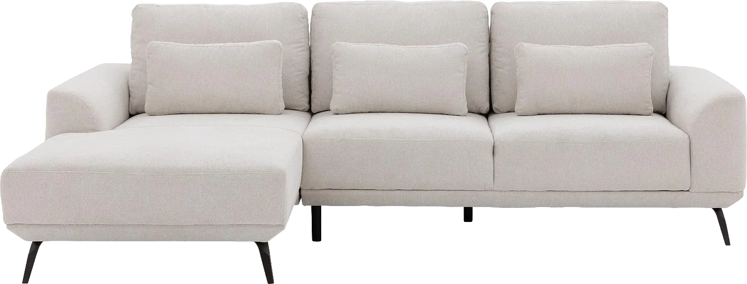 Goossens Excellent Bank Princess Met Elektrisch Uitschuifbaar Zitvlak wit, stof, 2,5-zits, elegant chic met chaise longue links