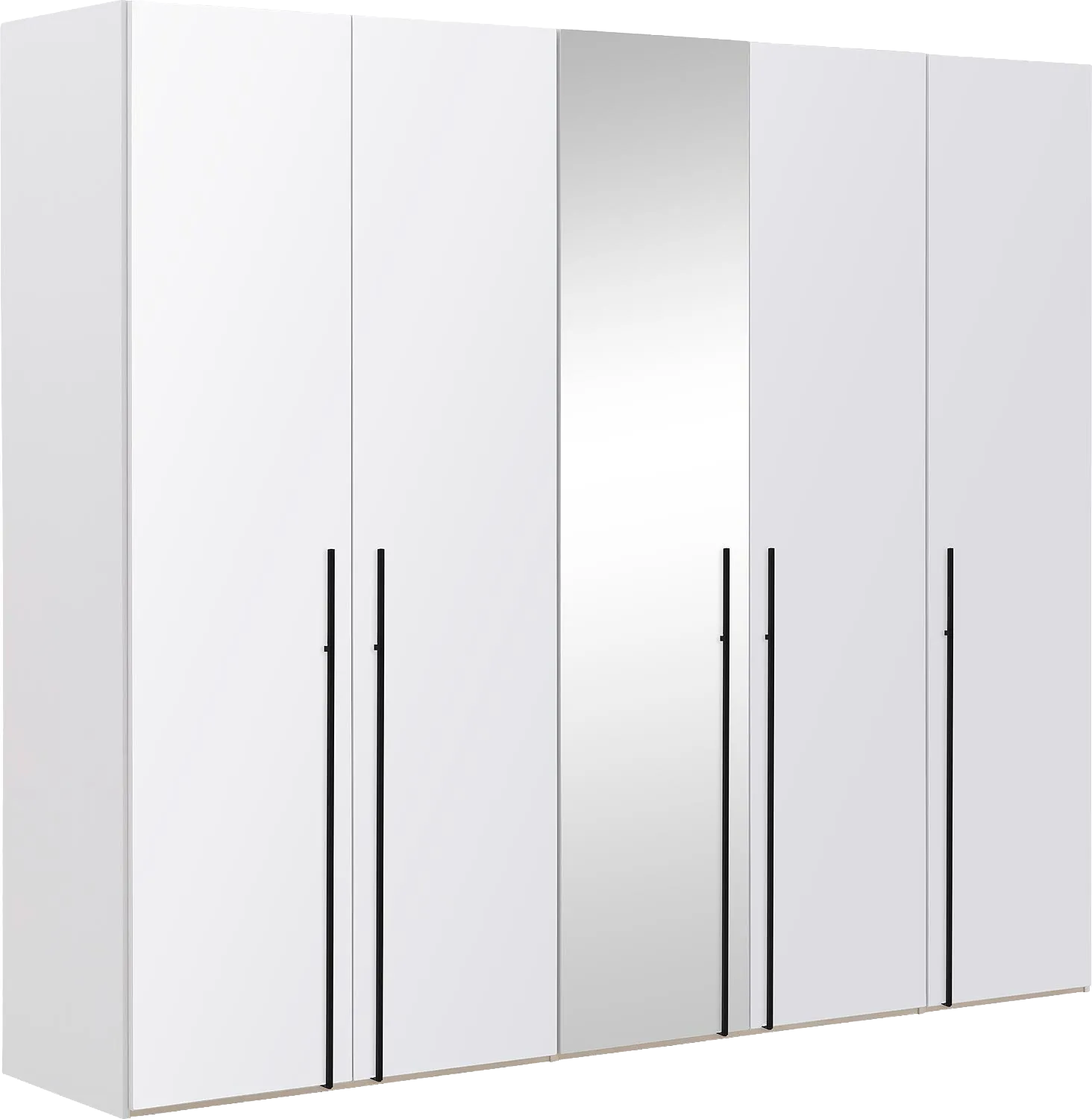 Goossens Kledingkast Easy Storage Ddk, Kledingkast 253 cm breed, 220 cm hoog, 4x glas draaideur en 1x spiegel draaideur midden