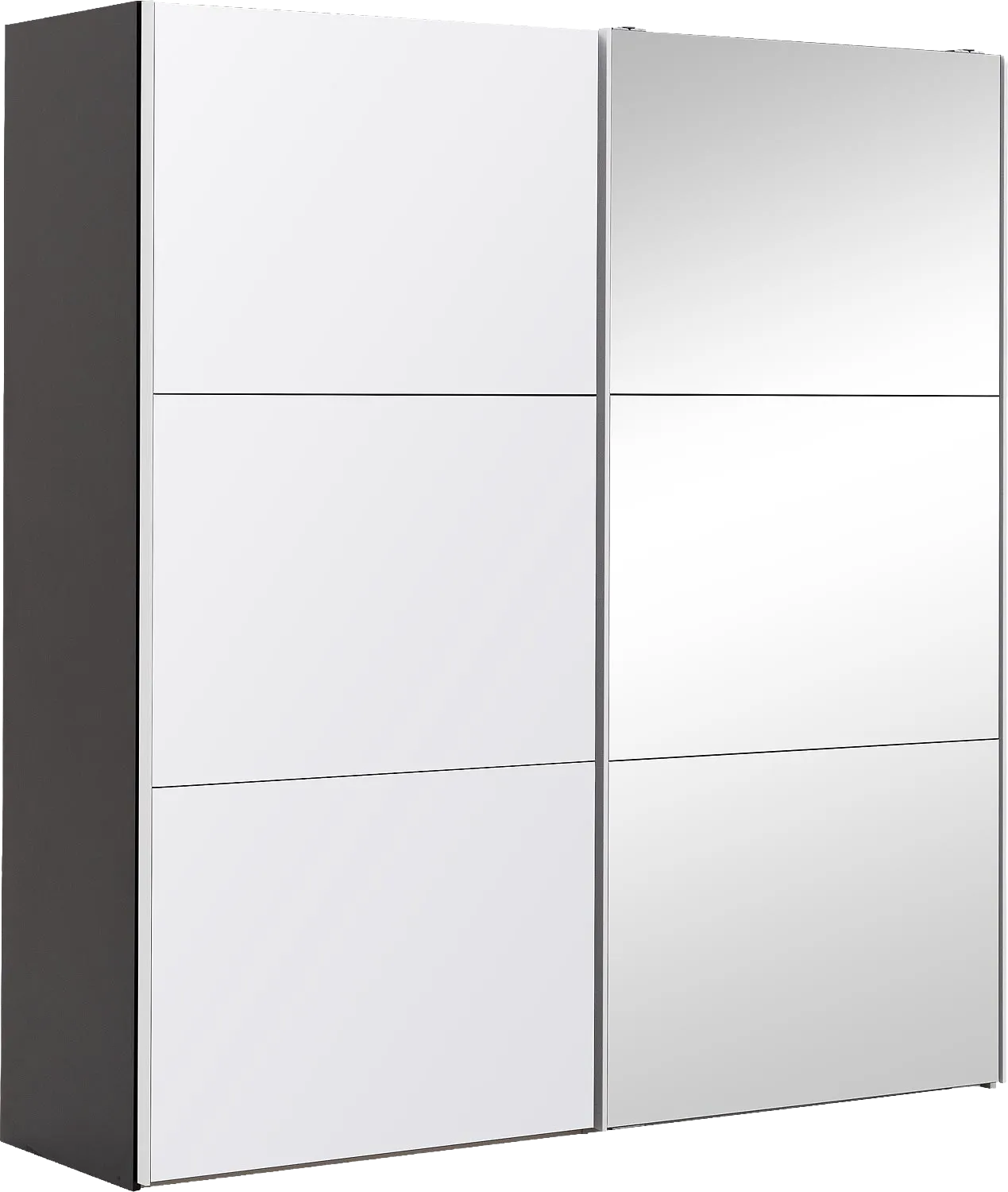 Goossens Kledingkast Easy Storage Sdk, 203 cm breed, 220 cm hoog, 1x 3 paneel glas schuifdeur li en 1x 3 paneel spiegel schuifdeur re