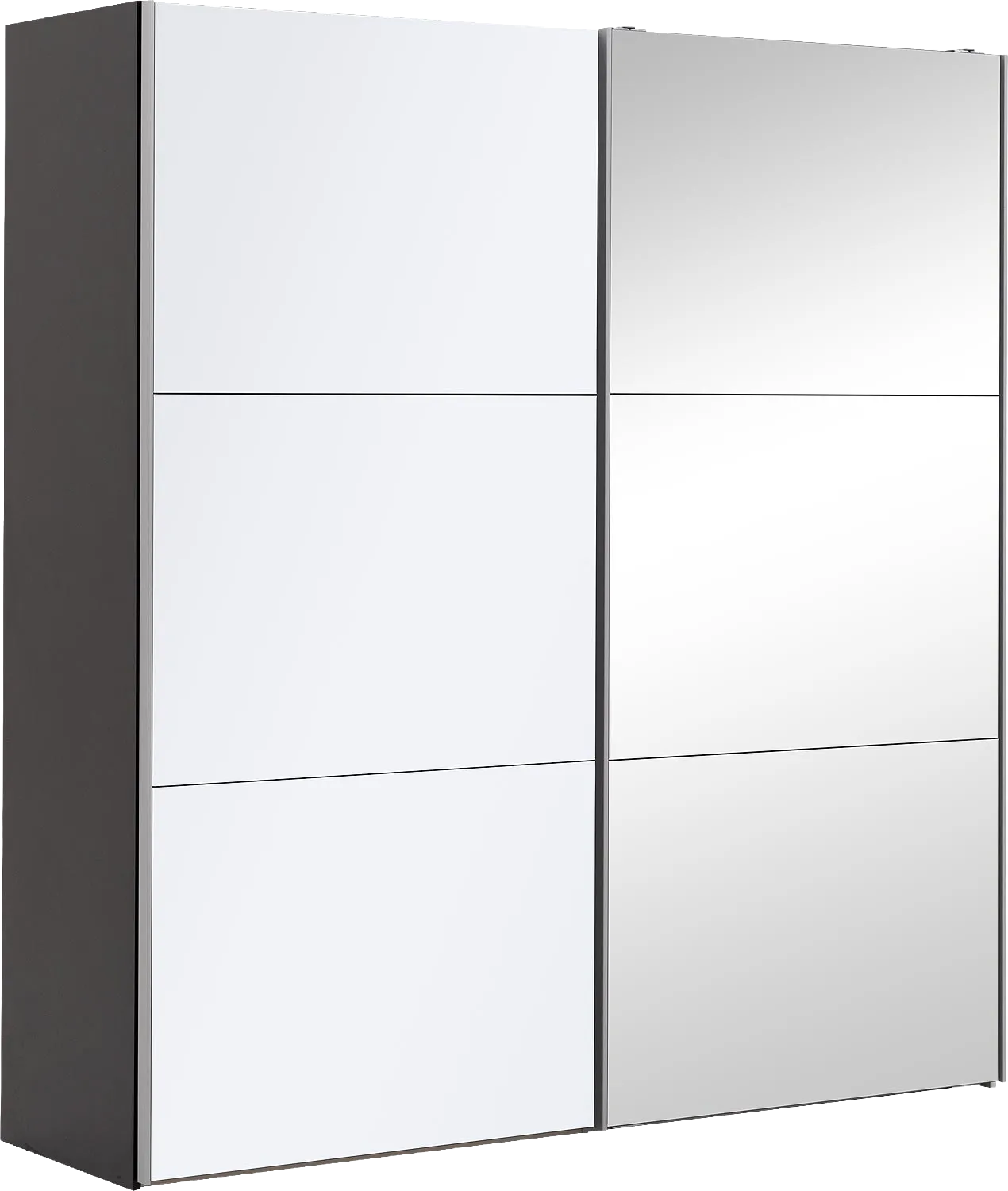 Goossens Kledingkast Easy Storage Sdk, 203 cm breed, 220 cm hoog, 1x 3 paneel glas schuifdeur li en 1x 3 paneel spiegel schuifdeur re
