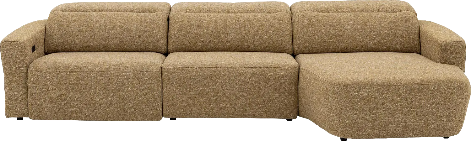 Goossens Bank Comoda geel, stof, 1,5-zits, met chaise longue rechts