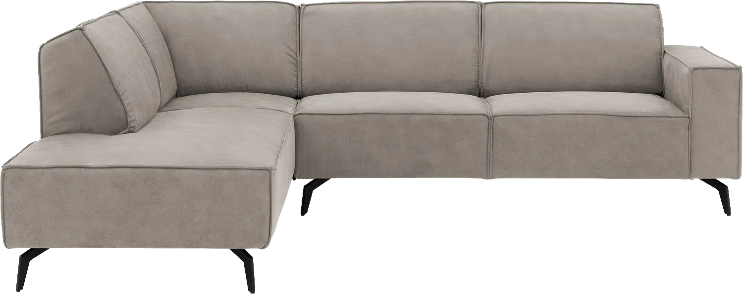 Goossens Hoekbank Hercules grijs, microvezel, 3-zits, modern design met ligelement links