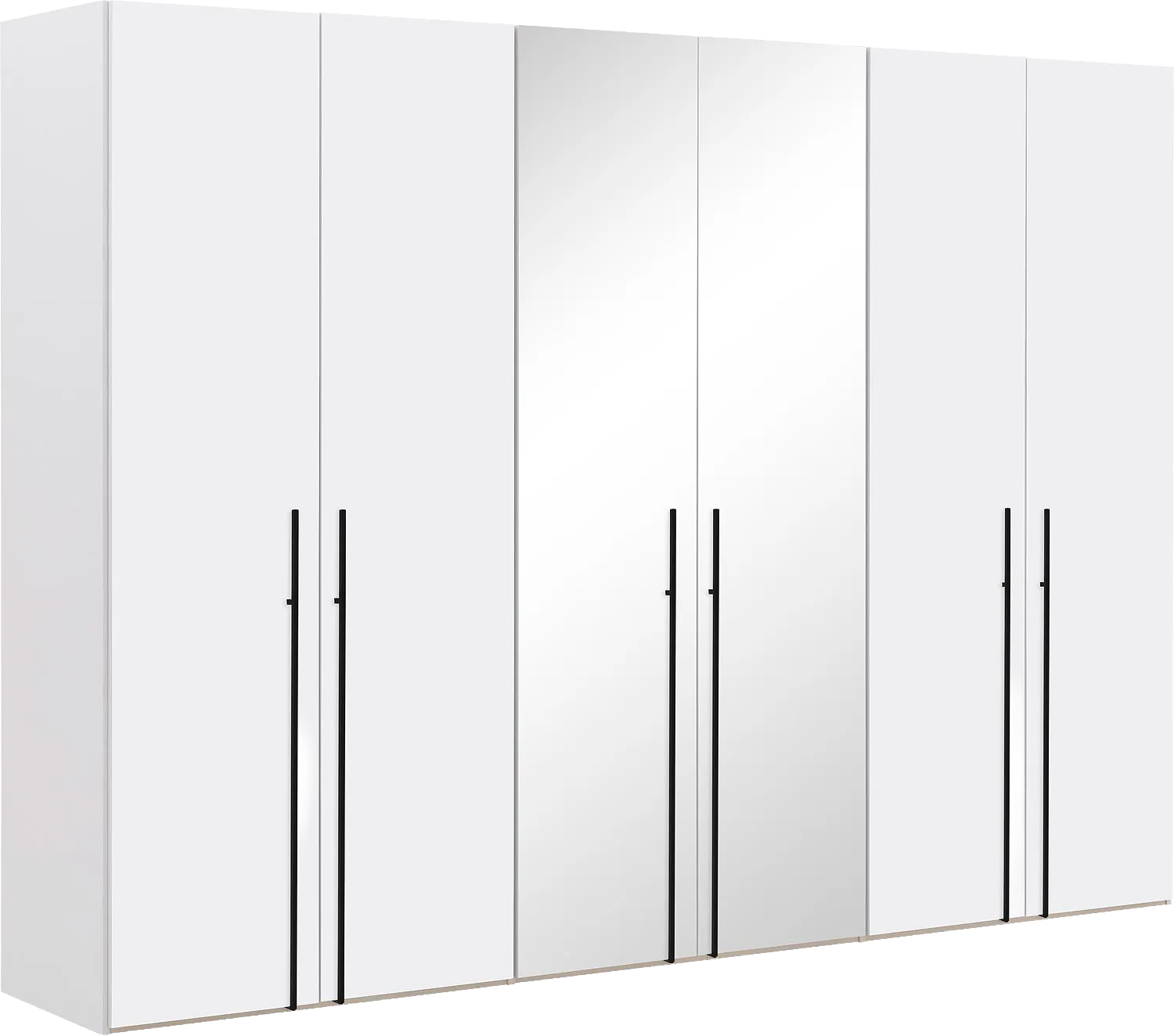 Goossens Kledingkast Easy Storage Ddk, Kledingkast 304 cm breed, 220 cm hoog, 4x draaideur en 2x spiegel draaideur midden
